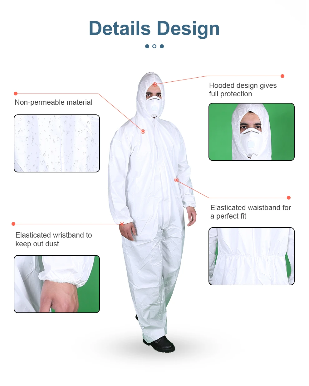 Disposable Coverall With Zipper04 Disposable Coverall With Zipper04